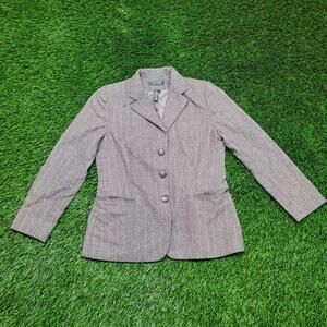 Vintage Lauren Ralph Lauren Pinstripe Blazer Womens 8/10 Petite 100% Lambswool